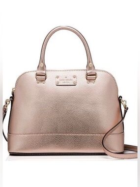 Kate Spade Wellesley Rachelle Metallic Rose Gold Leather Crossbody Handbag